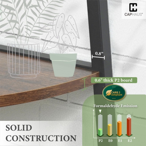 CAPHAUS Tall Corner Shelf Stand, 6-Tier Display Shelves, Ladder Corner Wood Storage Plant Bookshelf with Metal Frame, Versatile Shelving Unit