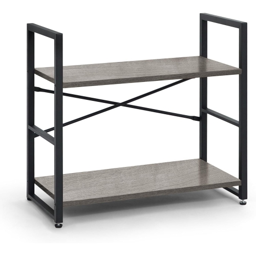 CAPHAUS 2 Tier Small Bookshelf, 24 Inch Width Free Standing Shelf, Bookcase Shelf Storage Organizer, Industrial Book Shelves for Home Office, Living