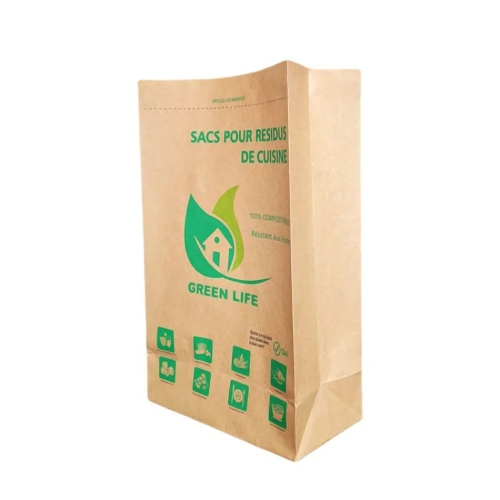 Sacs compostables d'AxGear pour déchets de cuisine en papier Kraft biodégradable 300 sacs