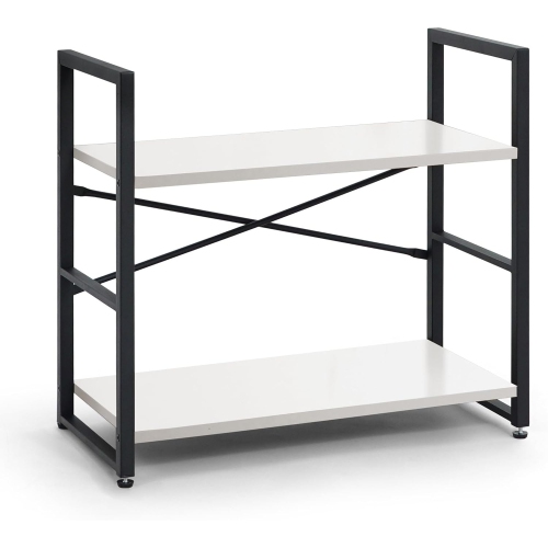 CAPHAUS 2 Tier Small Bookshelf, 24 Inch Width Free Standing Shelf, Bookcase Shelf Storage Organizer, Industrial Book Shelves, White Shelves & Metal