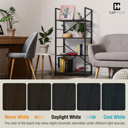 CAPHAUS 2 Tier Small Bookshelf, 24 Inch Width Free Standing Shelf, Bookcase Shelf Storage Organizer, Industrial Book Shelves, White Wooden Shelves &