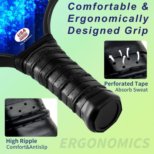 axGear Pickleball Paddle Fiberglass Set USAPA Approved Fiberglass Rackets with Balls