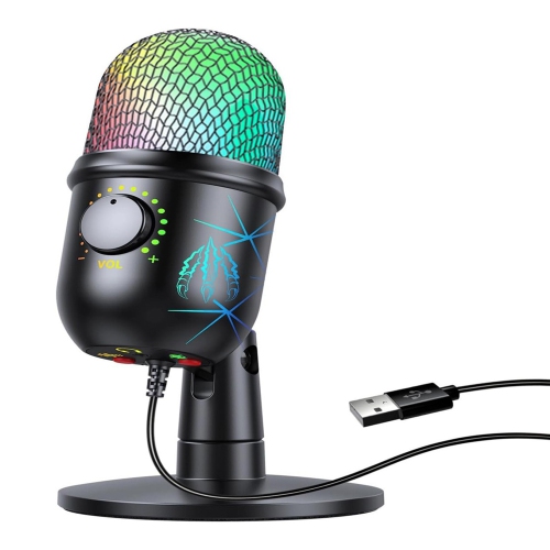 axGear USB Condenser Microphone w/ Noise Reduction Luminous RGB Mic Streaming Podcast