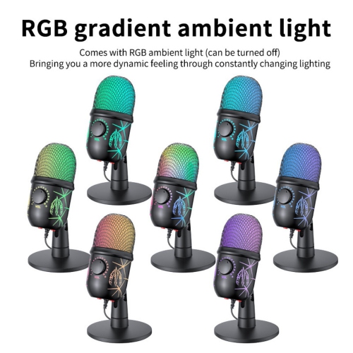 axGear USB Condenser Microphone w/ Noise Reduction Luminous RGB Mic Streaming Podcast
