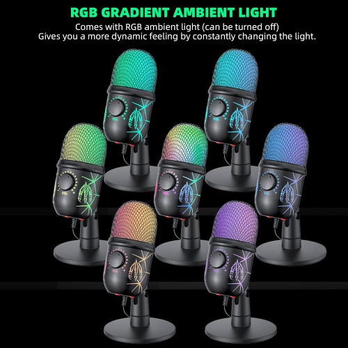 axGear USB Condenser Microphone w/ Noise Reduction Luminous RGB Mic Streaming Podcast