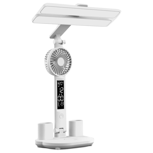 AXGEAR  Led Desk Lamp USB Dimmable Touch With Calendar Clock Mini Fan Table Night Light