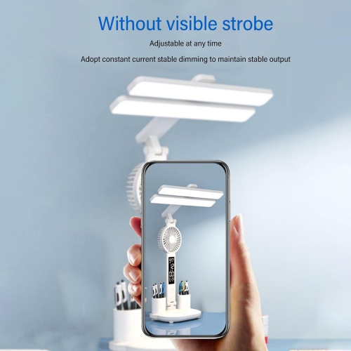 axGear LED Desk Lamp USB Dimmable Touch with Calendar Clock Mini Fan Table Night Light