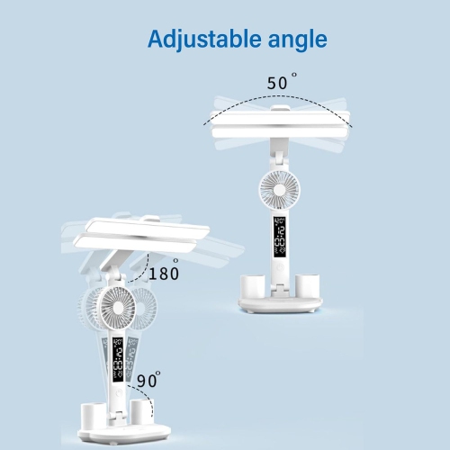 axGear LED Desk Lamp USB Dimmable Touch with Calendar Clock Mini Fan Table Night Light