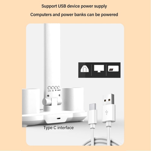 axGear LED Desk Lamp USB Dimmable Touch with Calendar Clock Mini Fan Table Night Light