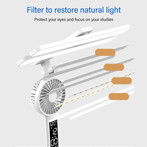 axGear LED Desk Lamp USB Dimmable Touch with Calendar Clock Mini Fan Table Night Light