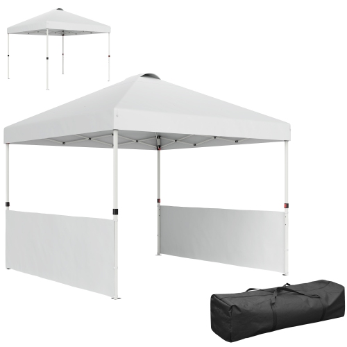 Tente escamotable Outsunny de 10 x 10 pi avec 2 demi-parois, abri instantané UV50+, hauteur réglable, sac de transport et 4 sacs de sable pour