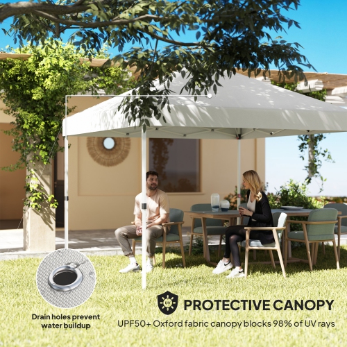 Tente escamotable Outsunny de 10 x 10 pi avec 2 demi-parois, abri instantané UV50+, hauteur réglable, sac de transport et 4 sacs de sable pour