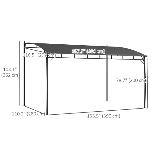 Outsunny 10' x 13' Outdoor Patio Pergola with UV30+ Protection Canopy, Lean to Pergola Gazebo, Steel Frame Sun Shade Shelter for Porch, Patio, Deck,