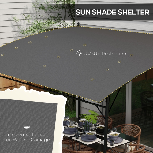 Outsunny 10' x 13' Outdoor Patio Pergola with UV30+ Protection Canopy, Lean to Pergola Gazebo, Steel Frame Sun Shade Shelter for Porch, Patio, Deck,