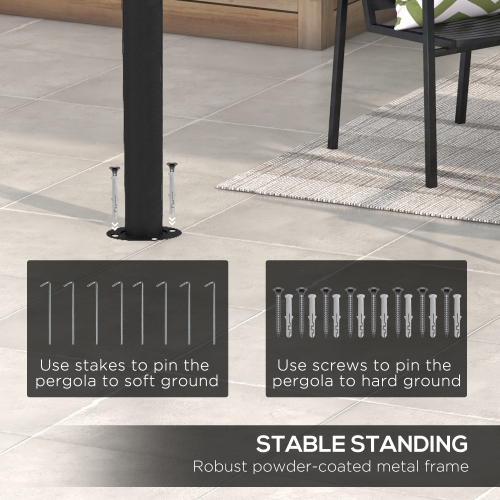 Outsunny 10' x 13' Outdoor Patio Pergola with UV30+ Protection Canopy, Lean to Pergola Gazebo, Steel Frame Sun Shade Shelter for Porch, Patio, Deck,