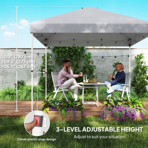 Outsunny 10' x 10' Pop Up Canopy Tent with Sidewall, UPF50+ Instant Sun Shelter with Storage Pockets, Height Adjustable, Carry Bag, Sand Bags for