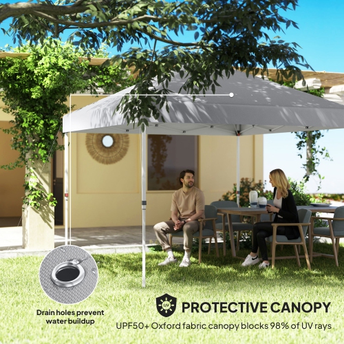 Outsunny 10' x 10' Pop Up Canopy Tent with Sidewall, UPF50+ Instant Sun Shelter with Storage Pockets, Height Adjustable, Carry Bag, Sand Bags for