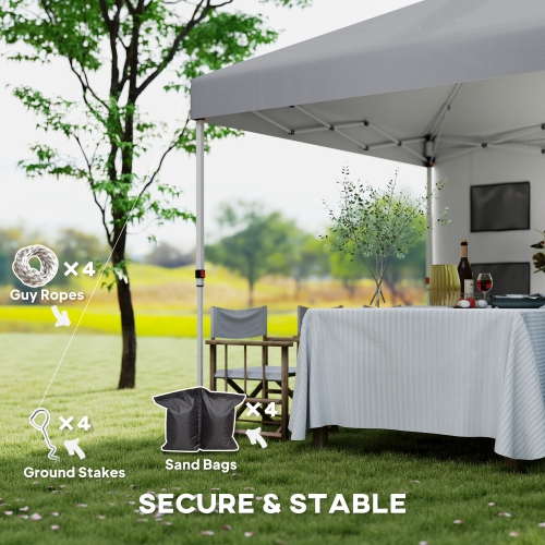 Outsunny 10' x 10' Pop Up Canopy Tent with Sidewall, UPF50+ Instant Sun Shelter with Storage Pockets, Height Adjustable, Carry Bag, Sand Bags for