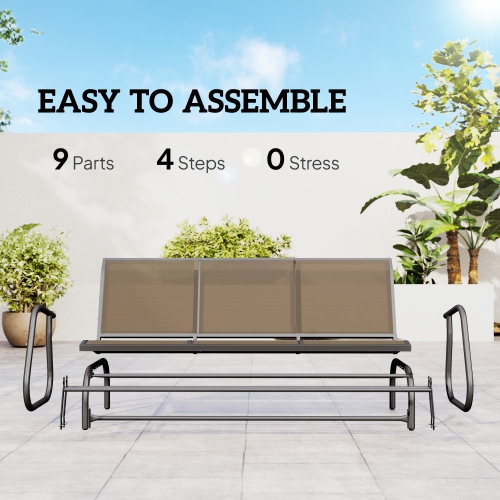 Outsunny 3-Seat Outdoor Glider Chair, Patio Glider Outdoor Rocking Chair with Steel Frame, Sling Fabric Seat for Garden, Backyard, Lawn, Light Mixed