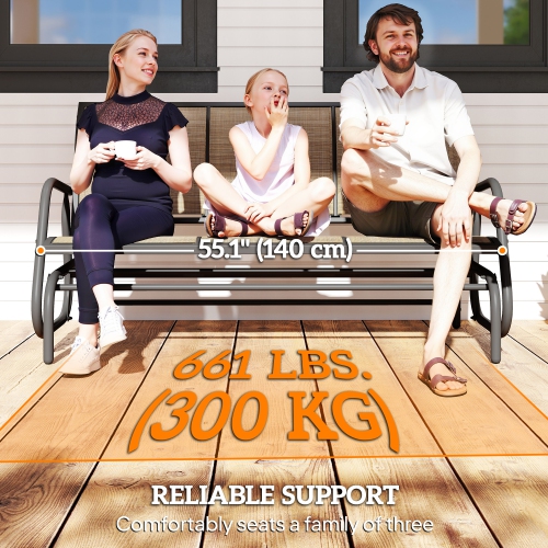 Outsunny 3-Seat Outdoor Glider Chair, Patio Glider Outdoor Rocking Chair with Steel Frame, Sling Fabric Seat for Garden, Backyard, Lawn, Light Mixed