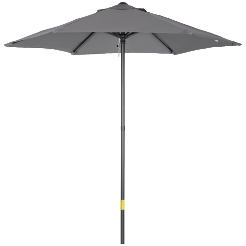 Outsunny 6.6FT Patio Umbrella, Outdoor Parasol Sun Shade with 6 Ribs for Balcony, Beach, Garden, Dark Grey