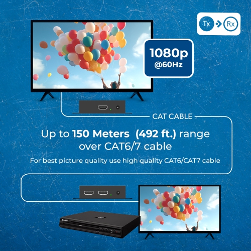 OREI 1080p HDMI Extender with Bi-directional IR up to 150m