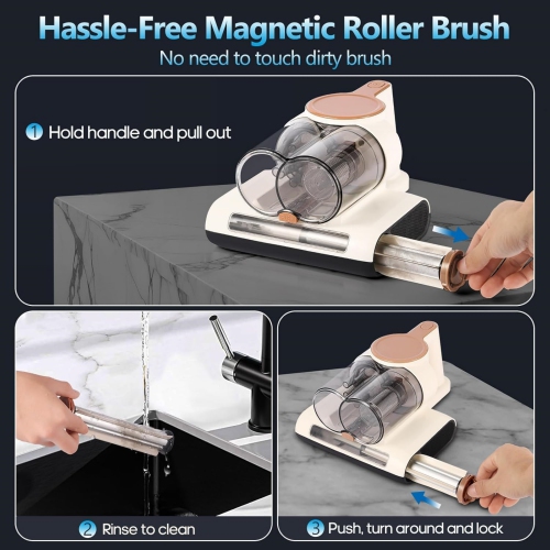 Mattress Vacuum Cleaner, Couch Vacuum with 16Kpa Suction & 40000rpm Brush Roll & Heating Tech, 4 in 1 Handheld Vacuums for Dust and Pet Hair Removal,