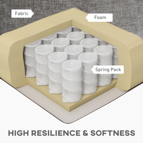 HOMCOM Sofa Couch with Chaise Lounge, Chenille L-shaped Couch with Back Cushions and a Double-layer Seat Cushion for Living Room, Bedroom, Grey