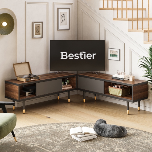 Bestier 80" Media Console, Mid Century Modern TV Stand for 85 inch tv, Entertainment Center with Storage