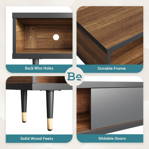 Bestier 80" Media Console, Mid Century Modern TV Stand for 85 inch tv, Entertainment Center with Storage