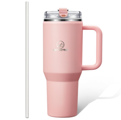Image 1 de 6.. Gpeng 30 oz Tumbler with Handle, Water Bottles with Straw Lid, Insulated Stainless Steel Travel Mug Cup Holder Friendly, Keep Drinks Cold or Hot for