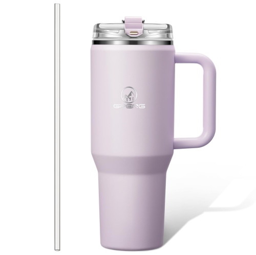 Image 1 de 6.. Gpeng 30 oz Tumbler with Handle, Water Bottles with Straw Lid, Insulated Stainless Steel Travel Mug Cup Holder Friendly, Keep Drinks Cold or Hot for