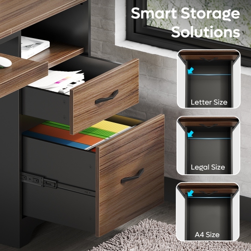 Bureau d'ordinateur de 48&nbsp;po de Bestier avec tiroirs de classement et de rangement, bureau avec plateau pour clavier, crochet pratique et