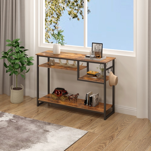 Bestier 39.4" Console Table for Entryway with 4 Tier Storage Shelves