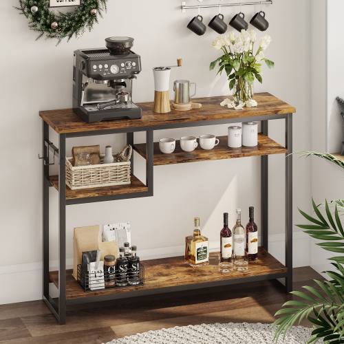 Bestier 39.4" Console Table for Entryway with 4 Tier Storage Shelves
