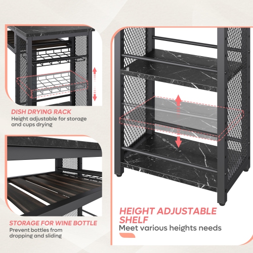 Bestier Liquor Bar Pub Table Adjustable Shelves & Cup Holder Wine Rack in Set