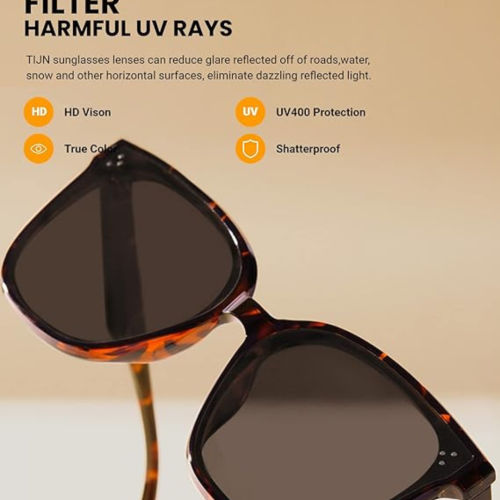 TIJN Polarized Sunglasses Women Men Oversized,UV Protection Sun Glasses Trendy Style,Large Square Shades,Big Frame Shady Rays
