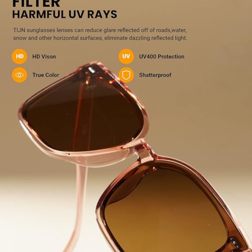 TIJN Polarized Sunglasses Women Men Oversized,UV Protection Sun Glasses Trendy Style,Large Square Shades,Big Frame Shady Rays