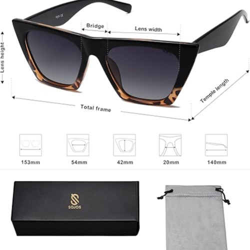 Oversized Square Cateye Polarized Sunglasses for Women Men Big Trendy Sunnies SJ2115