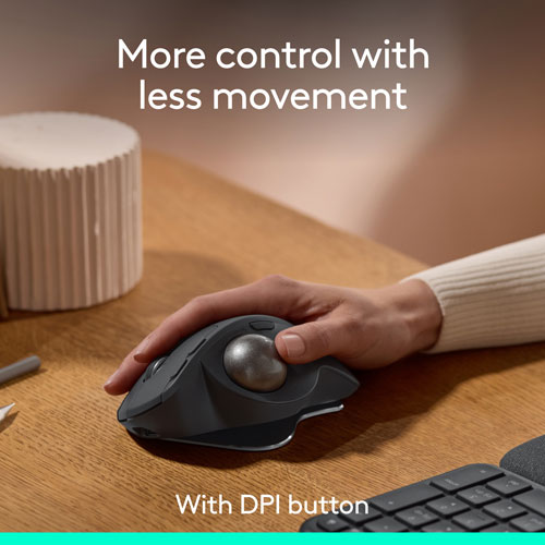 Logitech MX Ergo S Plus Advanced Ergonomic 2048 DPI Wireless Trackball Mouse - Graphite