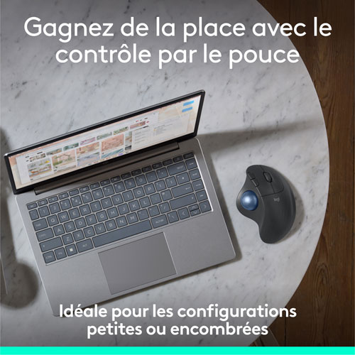 Souris ergonomique sans fil à boule de commande 2000 ppp Ergo M575S de Logitech - Noir