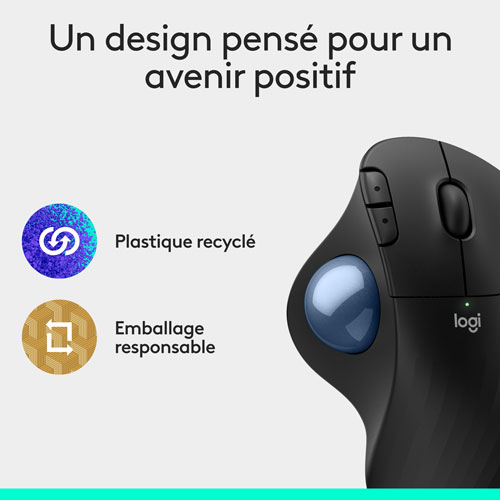 Souris ergonomique sans fil à boule de commande 2000 ppp Ergo M575S de Logitech - Noir