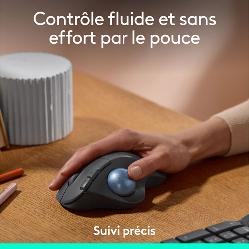 Souris ergonomique sans fil à boule de commande 2000 ppp Ergo M575S de Logitech - Noir
