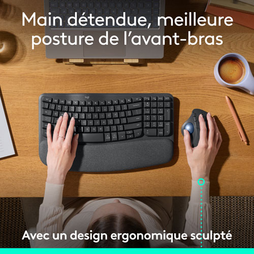 Souris ergonomique sans fil à boule de commande 2000 ppp Ergo M575S de Logitech - Noir