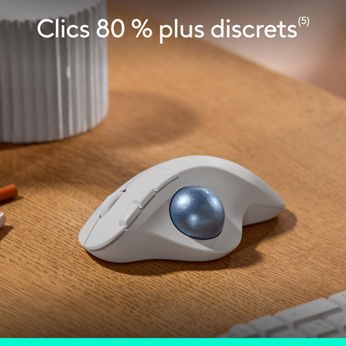 Souris ergonomique sans fil à boule de commande 2000 ppp Ergo M575S de Logitech - Blanc cassé
