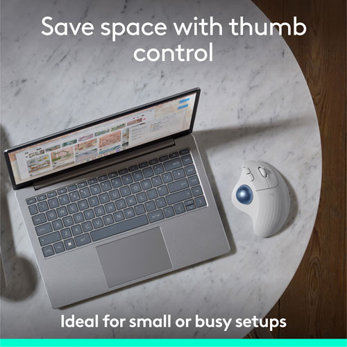 Souris ergonomique sans fil à boule de commande 2000 ppp Ergo M575S de Logitech - Blanc cassé