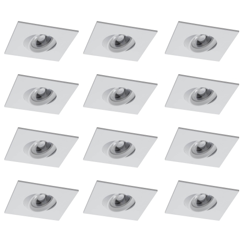 12 Pack Square 3 Inch White LED Recessed Downlight – 4000K, Dimmable, IC & Wet Location Rated, 36° Beam, 5-Year Warranty