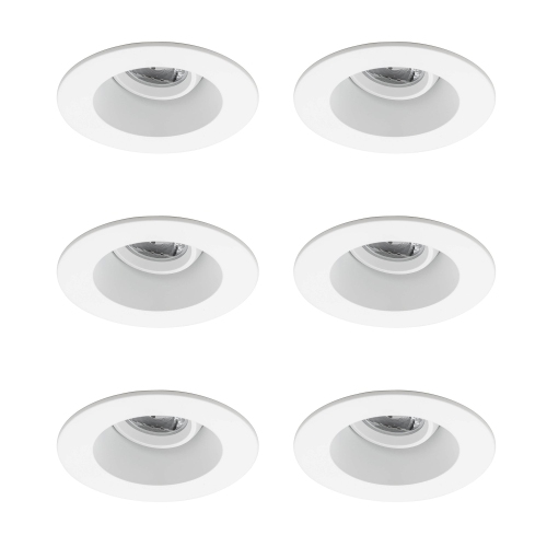 6 Pack Round 4 Inch White LED Recessed Downlight – 5000K, Dimmable, IC & Wet Location Rated, 36° Beam, 5-Year Warranty