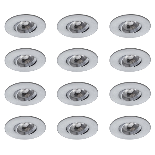 12 Pack Round 3 inch Satin Chrome LED Recessed Downlight – 3000K, Dimmable, IC & Wet Location Rated, 36° Beam, 5-Year Warranty