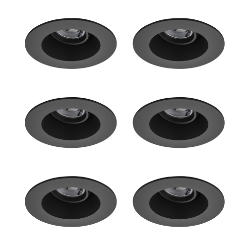 6 Pack Round 4 Inch Black LED Recessed Downlight – 4000K, Dimmable, IC & Wet Location Rated, 36° Beam, 5-Year Warranty